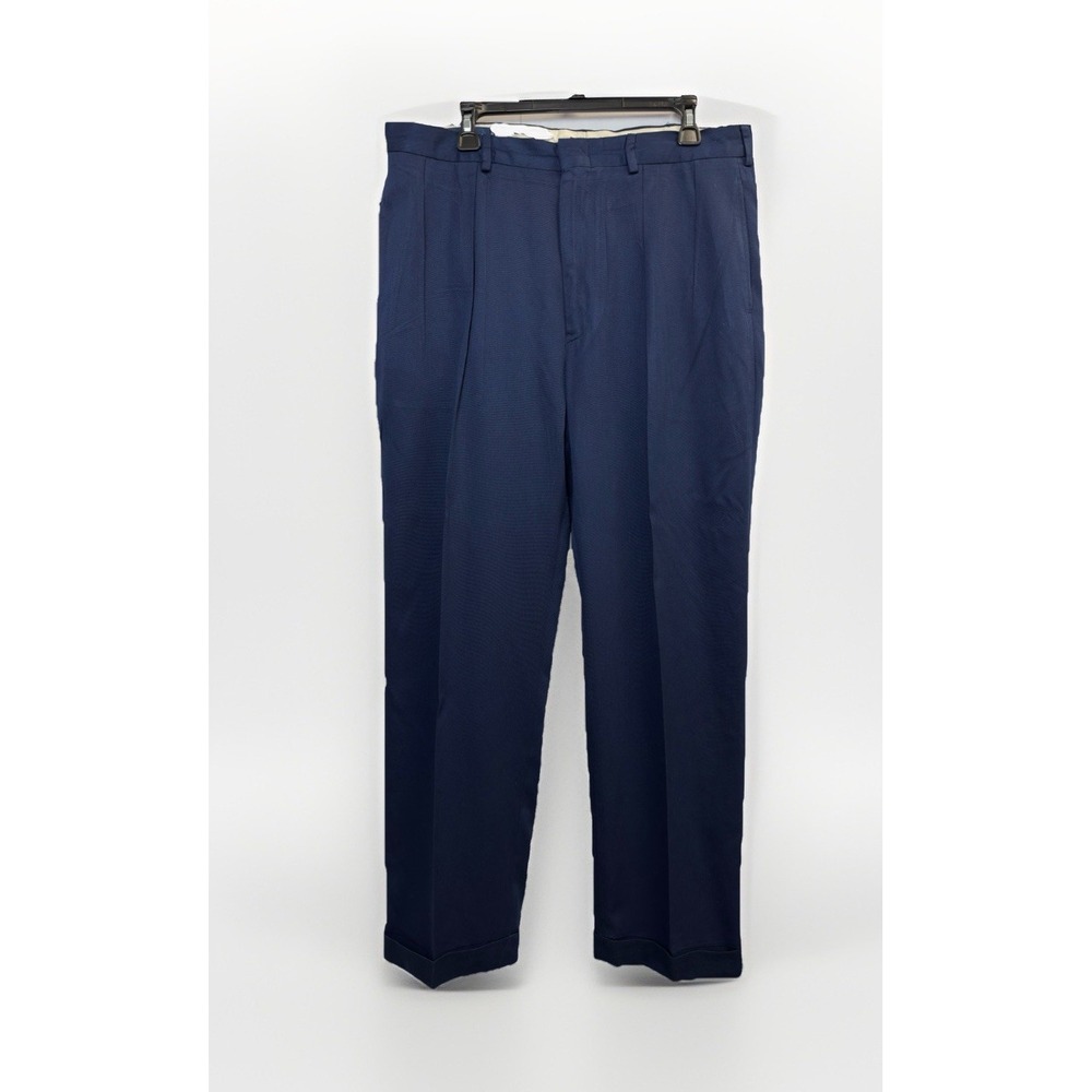 Polo Golf Ralph Lauren Pleated Cuffed Pants Mens Size 36W x 32L Navy Easy Care